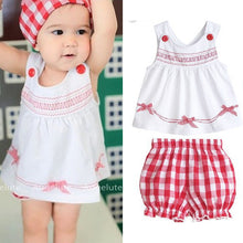 Cute Infant Bbay Girls Plaid Short Pants Clothes Sets Sleeveless Tops Scarf 3pcs Outfit Kids Clothing Set SM6