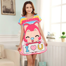 Cute Nightgowns Women Casual Cartoon Nightwear Sleepwear Short Sleeve Sleep Dress SM6