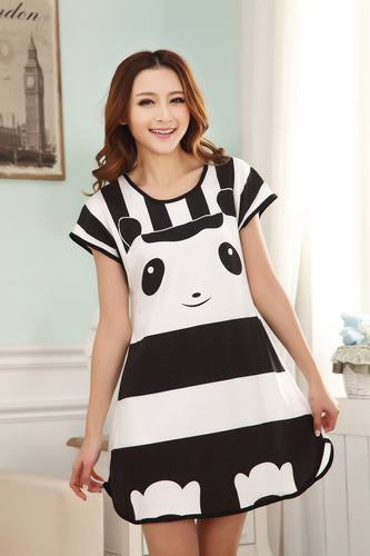 Cute Nightgowns Women Casual Cartoon Nightwear Sleepwear Short Sleeve Sleep Dress SM6