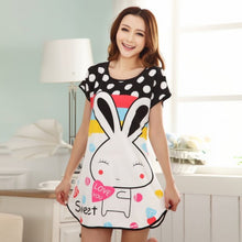 Cute Nightgowns Women Casual Cartoon Nightwear Sleepwear Short Sleeve Sleep Dress SM6