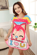 Cute Nightgowns Women Casual Cartoon Nightwear Sleepwear Short Sleeve Sleep Dress SM6