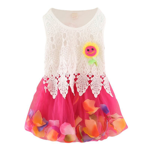 Cute Princess Baby Girls Sleeveless Floral Tutu Tulle Cotton Dress for 0-4Y SM6