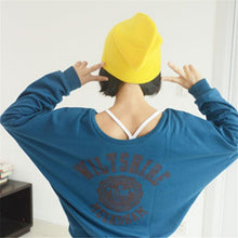 Cute Warm Plain Beanie Hats Women Cap Slouchy Knit Hat Capulti-Colored SM6