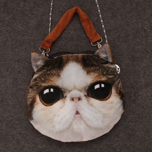 Cute Women Crossbody Bag Animal Cat Dog Head Print Handbag Zipper Mini Shoulder Bag Bolsos Women Totes Bag SM6