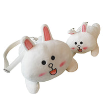 Cute Women Girls Crossbody Bag Kawaii Cartoon Rabbit Bear Bag Furry Doll Toy Shoulder Messenger Bag BrownWhite Mobile Phone Bag SM6