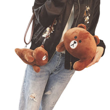 Cute Women Girls Crossbody Bag Kawaii Cartoon Rabbit Bear Bag Furry Doll Toy Shoulder Messenger Bag BrownWhite Mobile Phone Bag SM6