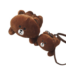 Cute Women Girls Crossbody Bag Kawaii Cartoon Rabbit Bear Bag Furry Doll Toy Shoulder Messenger Bag BrownWhite Mobile Phone Bag SM6