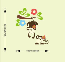 Cute monkeys playing on trees wall stickers for kids rooms ZooYoo1202 decorative adesivo de parede removable pvc wall decal SM6