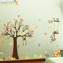 Cute monkeys playing on trees wall stickers for kids rooms decorative adesivo de parede removable pvc wall decal diy zooyoo1212 SM6