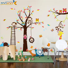 Cute monkeys playing on trees wall stickers for kids rooms decorative adesivo de parede removable pvc wall decal diy zooyoo1212 SM6