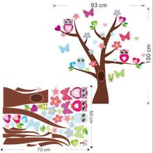 Cute owls tree wall stickers for kids room decorations nursery cartoon children girls decals 1006. animals mural art flowers 4.0 SM6