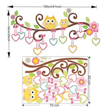 Cute owls tree wall stickers for kids room decorations nursery cartoon children girls decals 1006. animals mural art flowers 4.0 SM6