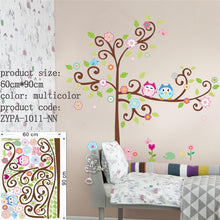 Cute wise owls tree wall stickers for kids room decorations nursery cartoon children decals 1001. animals mural arts flowers 4.0 SM6