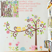 Cute wise owls tree wall stickers for kids room decorations nursery cartoon children decals 1001. animals mural arts flowers 4.0 SM6