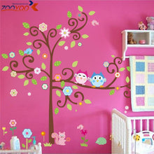 Cute wise owls tree wall stickers for kids room decorations nursery cartoon children decals 1001. animals mural arts flowers 4.0 SM6