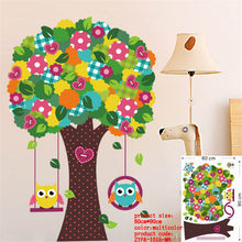 Cute wise owls tree wall stickers for kids room decorations nursery cartoon children decals 1001. animals mural arts flowers 4.0 SM6