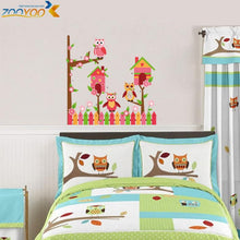 Cute wise owls tree wall stickers for kids room decorations nursery cartoon children decals 1001. animals mural arts flowers 4.0 SM6