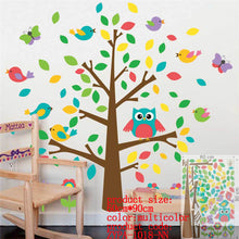 Cute wise owls tree wall stickers for kids room decorations nursery cartoon children decals 1001. animals mural arts flowers 4.0 SM6