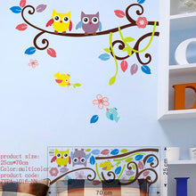 Cute wise owls tree wall stickers for kids room decorations nursery cartoon children decals 1001. animals mural arts flowers 4.0 SM6