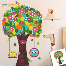 Cute wise owls tree wall stickers for kids room decorations nursery cartoon children decals 1001. animals mural arts flowers 4.0 SM6