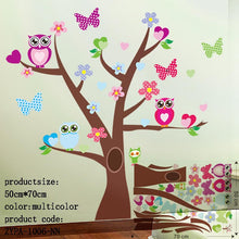 Cute wise owls tree wall stickers for kids room decorations nursery cartoon children decals 1001. animals mural arts flowers 4.0 SM6