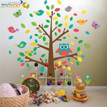 Cute wise owls tree wall stickers for kids room decorations nursery cartoon children decals 1001. animals mural arts flowers 4.0 SM6