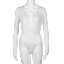 Deep V-Neck Sexy One Piece Outfits Long Sleeve Slim One Piece Bodysuits For Women Rompers Womens Spring Wear #212 SM6