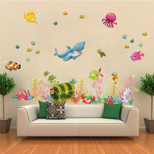 Deep sea world fish animals wall stickers room decorations cartoon mural art zoo children home decals poster 1307. 4.0 SM6