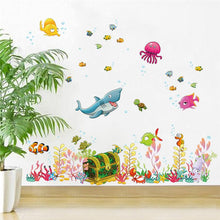Deep sea world fish animals wall stickers room decorations cartoon mural art zoo children home decals poster 1307. 4.0 SM6