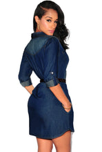 Denim Dress Women 2016 Autumn Causal Long sleeve Dress Drak Blue Colorl Cool Dress Sexy Fsahion Dress Ropa Mujer#56 SM6