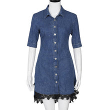 Denim Dresses Women Half Sleeve Lace Sexy Dress Casual Soft Short Dress Blue Vestido Jeans#C806 SM6