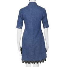 Denim Dresses Women Half Sleeve Lace Sexy Dress Casual Soft Short Dress Blue Vestido Jeans#C806 SM6