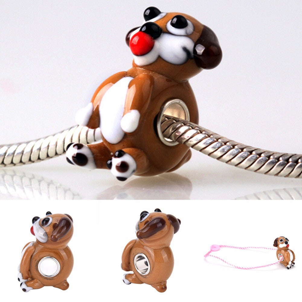 Dog Paw European Beads Classic Glass Bead Silver Core or Bracelet Bangles Necklace H made Jewelry SM6