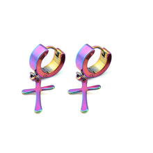 Ear Accessories 4Colors s Titanium Steel Ear Clip Women Men Cross Shaped Ear Stud Earrings SM6