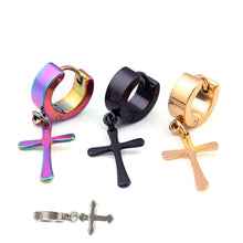 Ear Accessories 4Colors s Titanium Steel Ear Clip Women Men Cross Shaped Ear Stud Earrings SM6