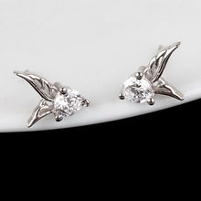 Elegant Angel Wings Crystal Ear Stud Earrings Womens Silver Plated Jewelry SM6