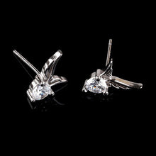 Elegant Angel Wings Crystal Ear Stud Earrings Womens Silver Plated Jewelry SM6