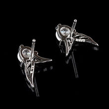 Elegant Angel Wings Crystal Ear Stud Earrings Womens Silver Plated Jewelry SM6
