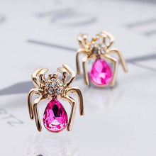 Elegant Crystal Zircon Spider Stud Earrings Women Jewelry 6 Colors Chic Rhinestone Insect Earrings SM6