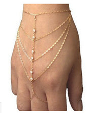 Elegant Multi Chain Tassel Bracelet Bangle Slave Finger Hand Harness Gold Women Fashion SM6