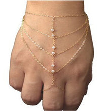 Elegant Multi Chain Tassel Bracelet Bangle Slave Finger Hand Harness Gold Women Fashion SM6
