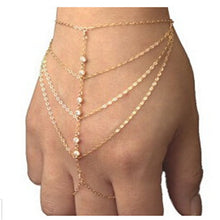 Elegant Multi Chain Tassel Bracelet Bangle Slave Finger Hand Harness Gold Women Fashion SM6
