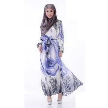 Elegant Women's Kaftan Abaya Jilbab Islamic Muslim Floral Chiffon Long Sleeve Maxi Dress PY3 SM6