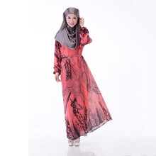 Elegant Women's Kaftan Abaya Jilbab Islamic Muslim Floral Chiffon Long Sleeve Maxi Dress PY3 SM6