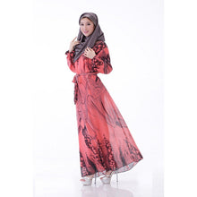 Elegant Women's Kaftan Abaya Jilbab Islamic Muslim Floral Chiffon Long Sleeve Maxi Dress PY3 SM6