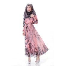 Elegant Women's Kaftan Abaya Jilbab Islamic Muslim Floral Chiffon Long Sleeve Maxi Dress PY3 SM6