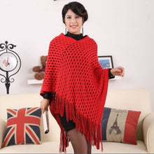 Elegant Women's Loose Tassel Fringe Knit Poncho Cape Sweater Shawl Top Coat PY5 SM6