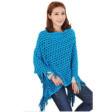 Elegant Women's Loose Tassel Fringe Knit Poncho Cape Sweater Shawl Top Coat PY5 SM6