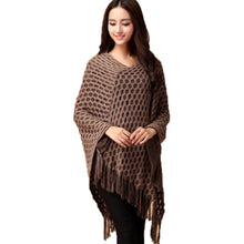 Elegant Women's Loose Tassel Fringe Knit Poncho Cape Sweater Shawl Top Coat PY5 SM6