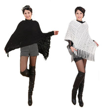 Elegant Women's Loose Tassel Fringe Knit Poncho Cape Sweater Shawl Top Coat PY5 SM6